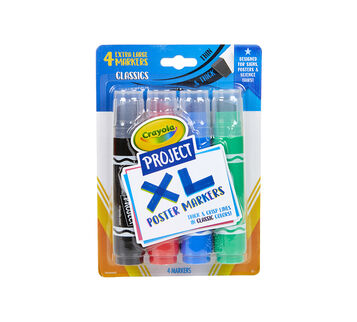 Crayola Project XL Poster Markers, Classic, 4 Count Front View